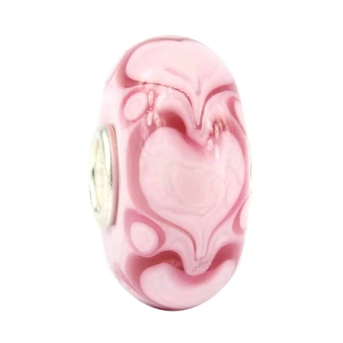 Pink Heart Bead with Dots